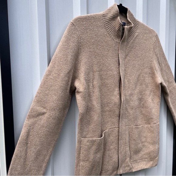 Brooks Brothers Wool Sweater Jacket Tan Womens Zip Up Medium M - Picture 2 of 14